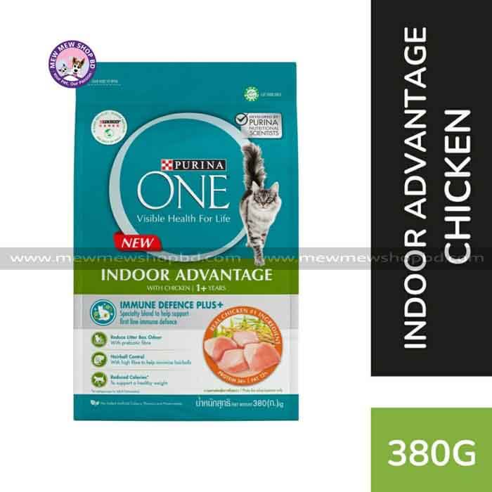 Purina One Indoor Advantage Adult Cat Food with Chicken 380g