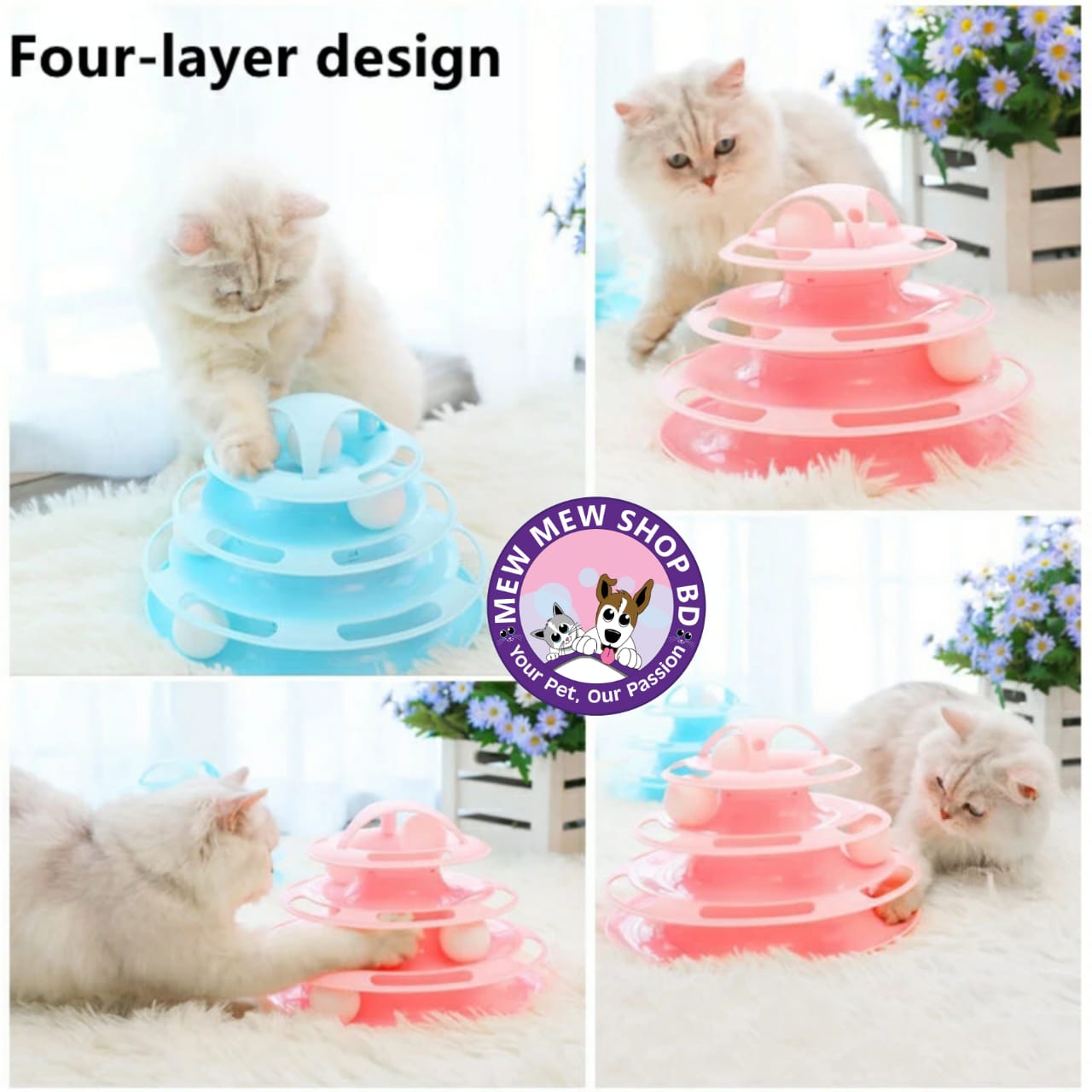 Cat Tower Track toy 4 layer Wheel Turntable Toy