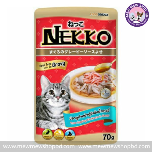Nekko Cat Pouch Tuna topping Kanikama in Gravy 70g