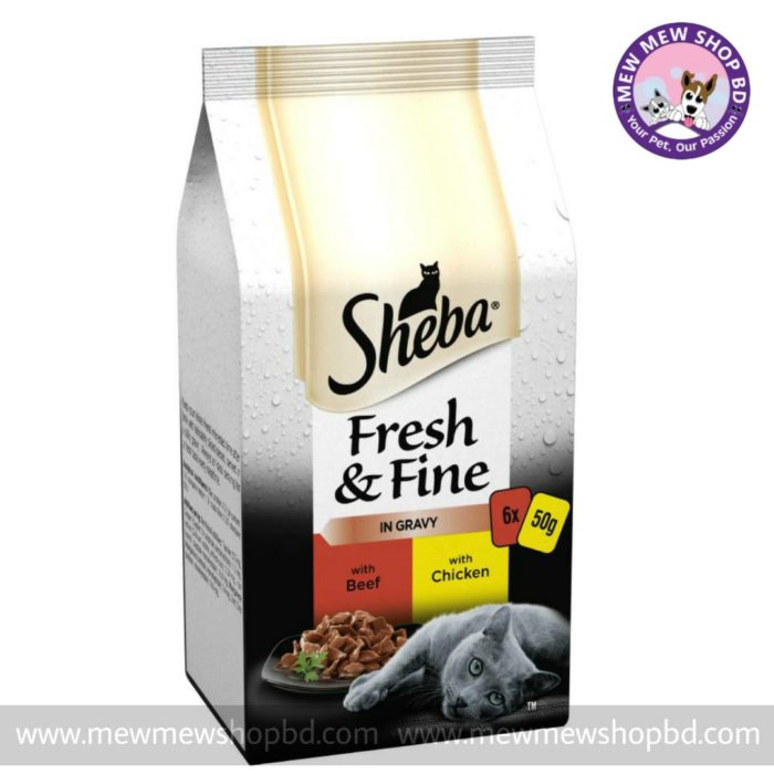 Sheba Fresh & Fine In Gravy With Beef and Chicken (6x50g)