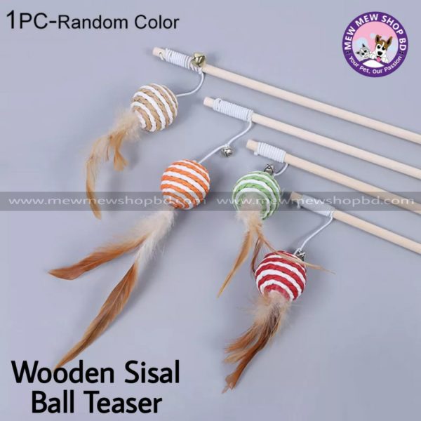 Wooden Sisal Ball Teaser Toy-(1Pcs)