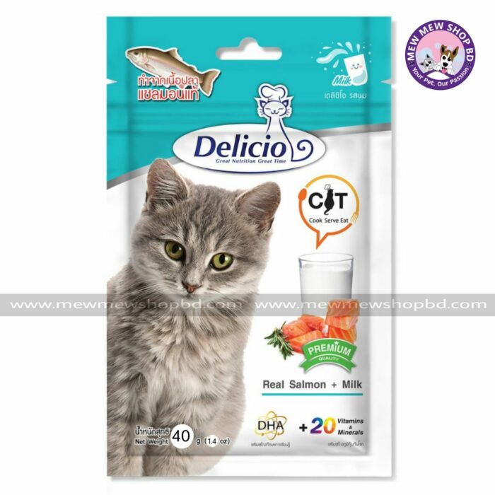 Delicio Cat Treat Real Salmon And Milk (40g)