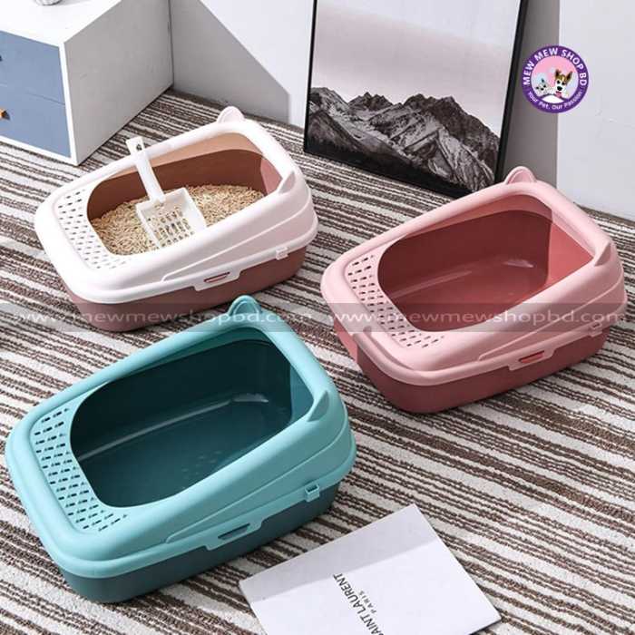 Cat Ear Semi Enclosed Premium Litter Box with Scoop