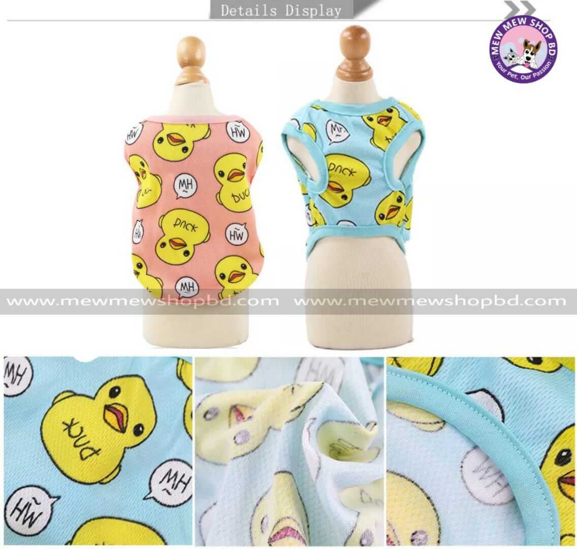 Duck Printed Sleeveless Dress / Tshirt for Pet Cat ( No Exchange )