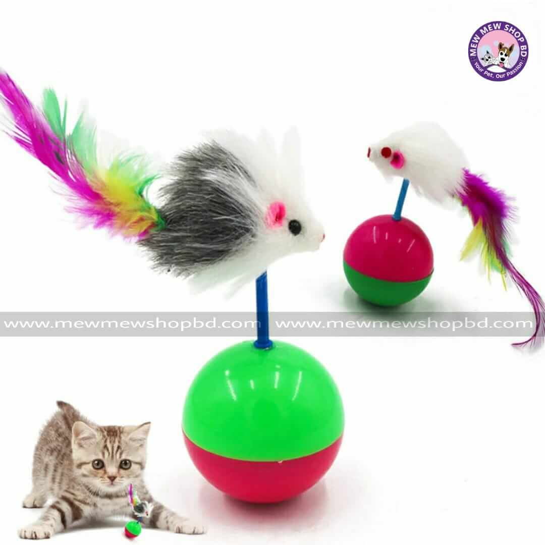 Fur Mouse Tumbler Cat with Toys Plastic Play Balls-(1Pcs)