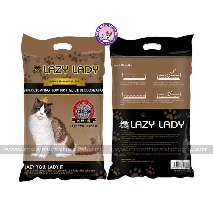 Lazy Lady Premium Clumping Cat Litter 5L || Coffee