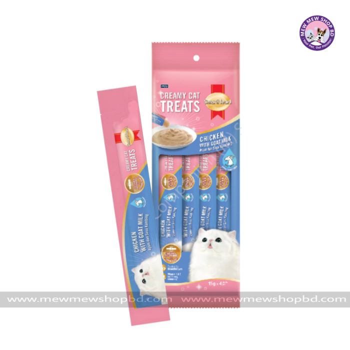 Smartheart Lickable Creamy Cat Treat Chicken with Goat Milk 15g x 4Pcs