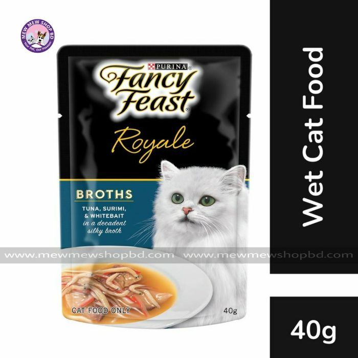 Fancy Feast Adult Royale Broths Tuna Surimi Whitebait Wet Cat Food 40g