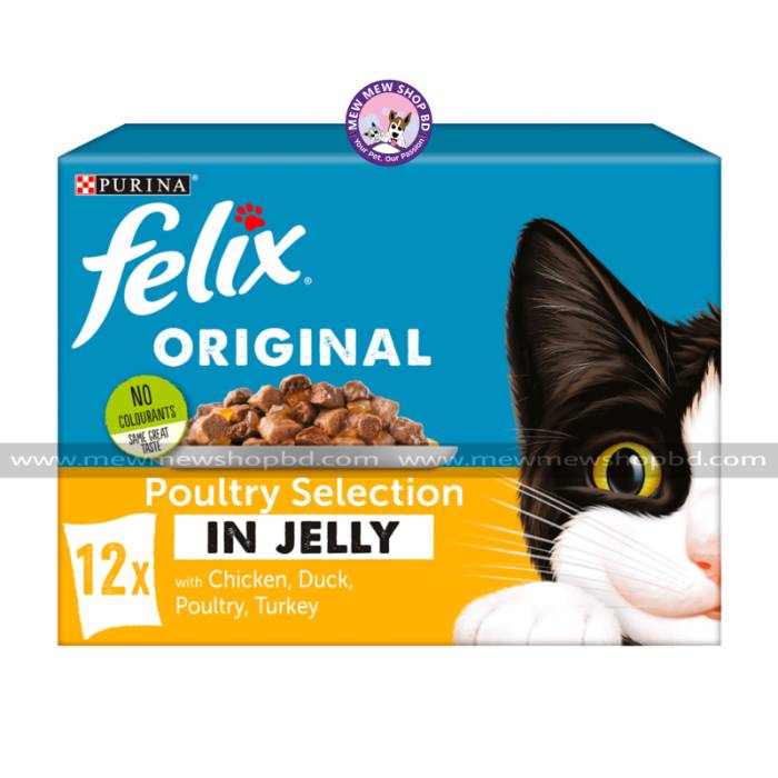 Purina Felix Original Poultry Selection In Jelly Cat Food 12X100g (UK)