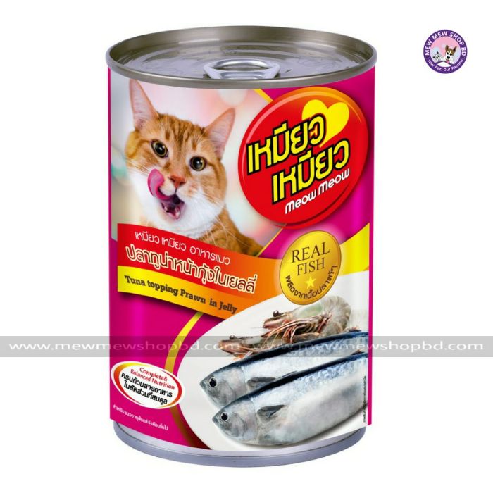 Meow Meow Cat Can Food Tuna Topping Prawn in Jelly 400g
