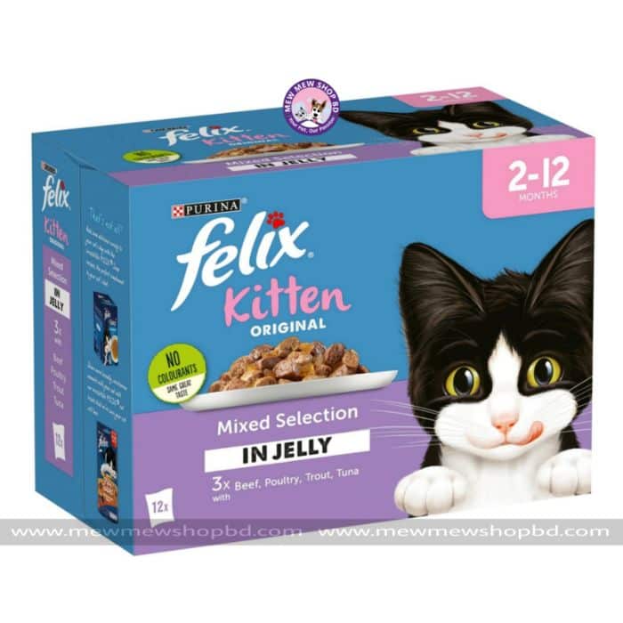 Felix Kitten Wet Cat Food Mixed Selection in Jelly 12x100g (UK)