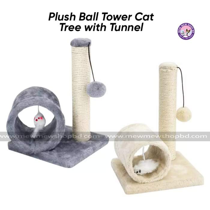 Plush Ball Tower Cat Tree with Tunnel