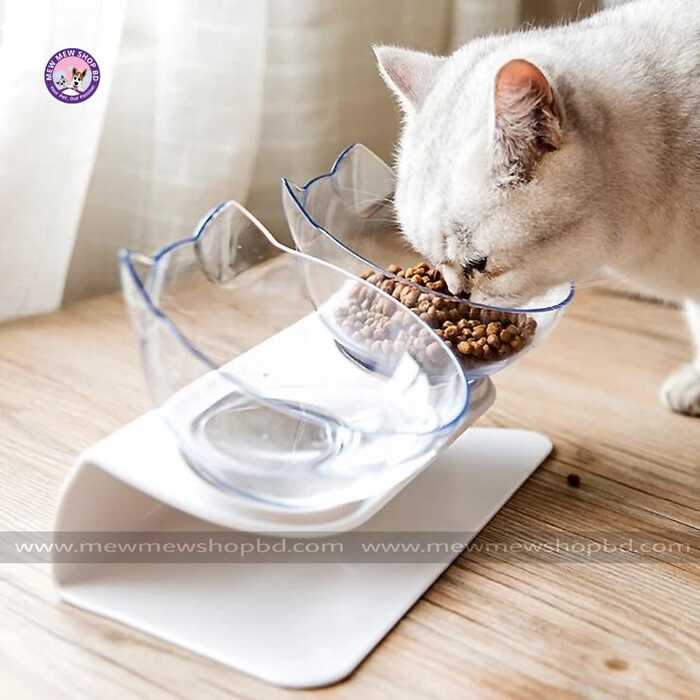 Detachable Cat Ear Design White Basement Food Bowl for Pet Cat