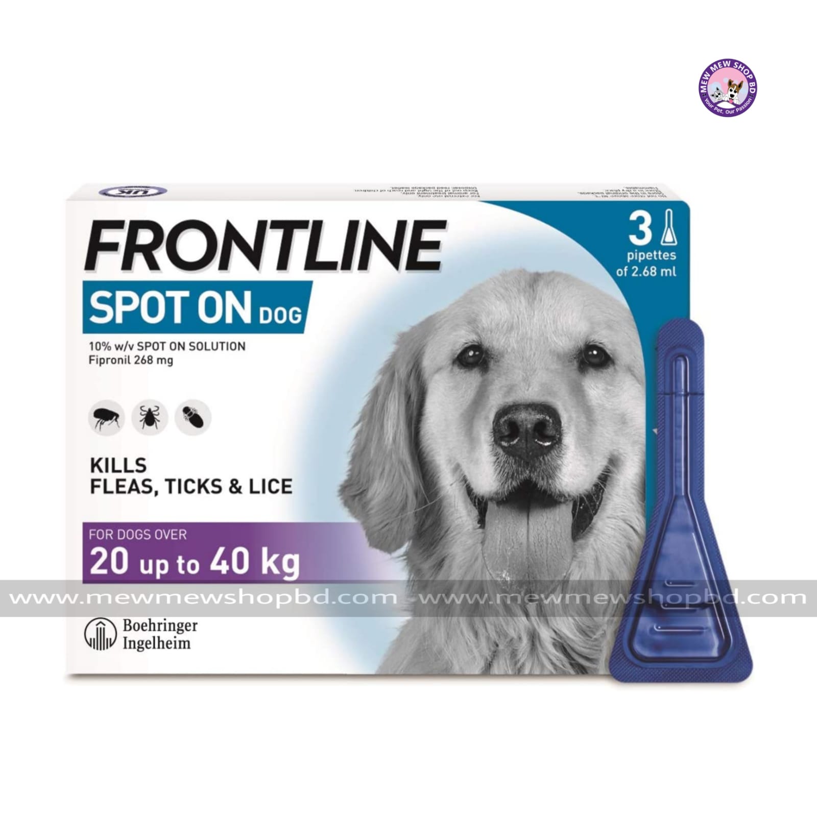Frontline Plus Spot on Solution for Dogs (M-20-40kg) – Tick and Flea – Treatment/Control (1 Tube)