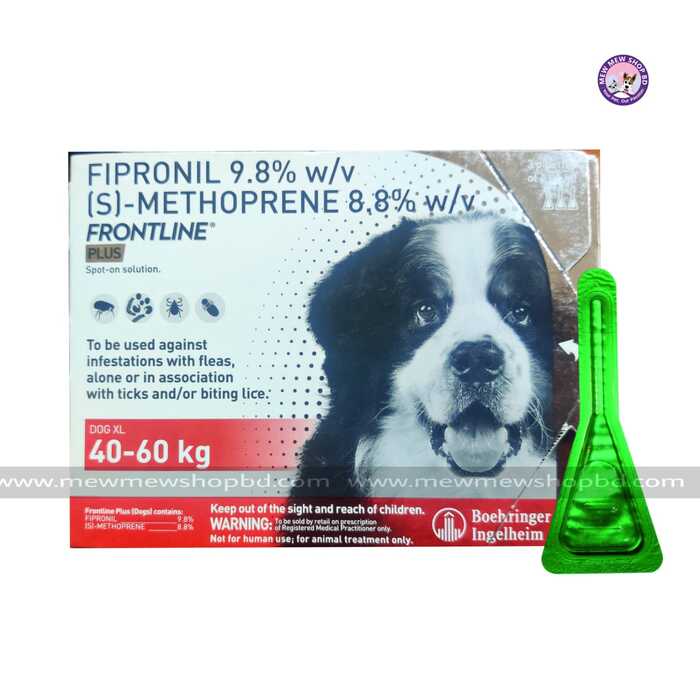 Frontline Plus Spot on Solution for Dogs (40-60 KG) – Tick and Flea – TreatmentControl (1 Tube) 