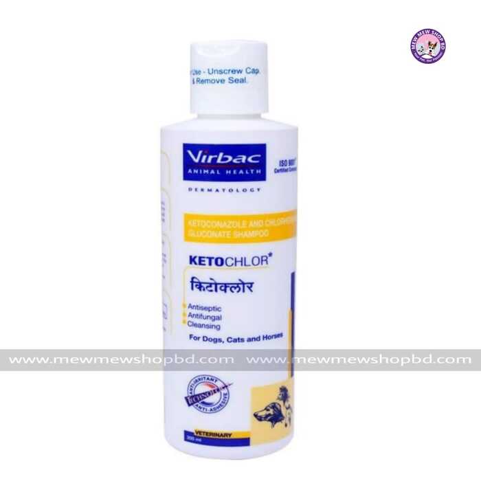 Virbac Ketochlor Antifungal Antiseptic Shampoo For Dog Cat Horse 200ml