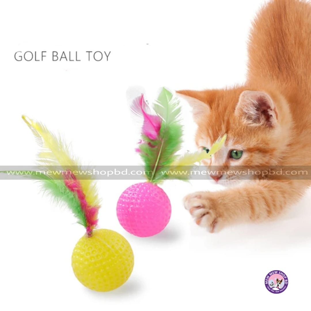 Round Golf Ball Mouse Lovely Long Tail Bell Pet Cat Bite Play Toys 1pcs