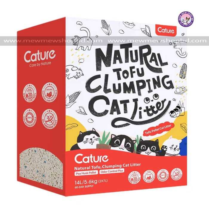Cature Tofu Pellets - Milk Tea Flavor Clumping Cat Litter (New Ingredient with Fresh Scent Beads) - 14 L / 5.6 kg 