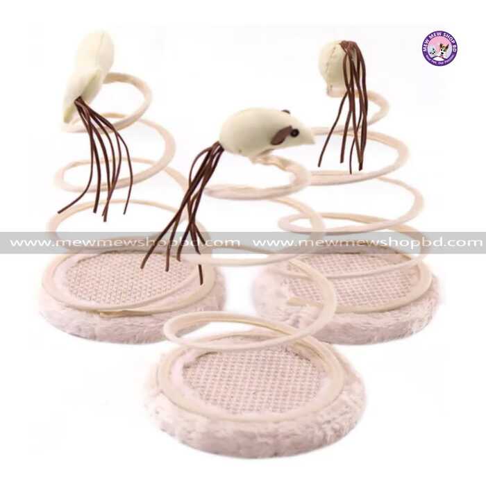 Sisal Round Stand Spring Plush Mouse Scratching toy for Pet Cat-(1Pcs)