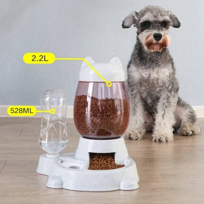2.2L Pet Dog, Puppy & Cat Self Food Water Dispenser Feeder Drink Bowl Dish Bottle