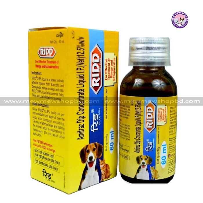 RIDD Flea & Mite Solution for Cats and Dogs 60ml
