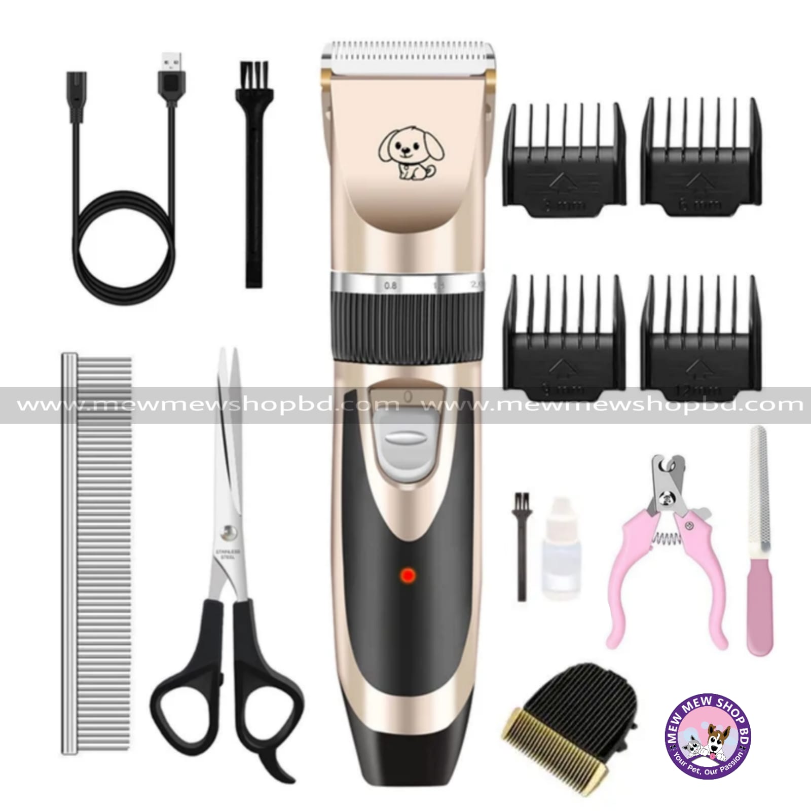 USB Rechargeable Electric Pet Cat & Dog Professional Trimmer Kit for Hair Cutters & Grooming