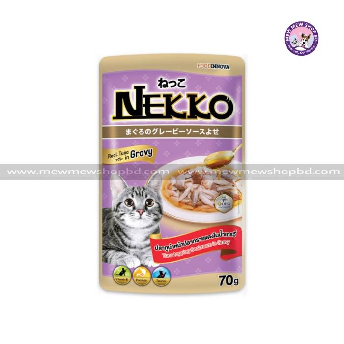 Nekko Cat Pouch Tuna topping Sea Bream in Gravy (70g)