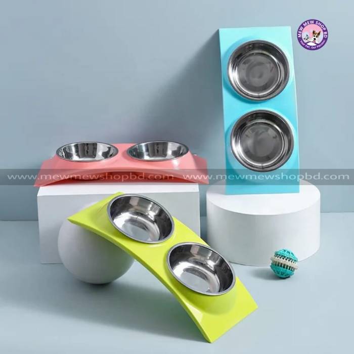 Curve Shape Double Pet Food Bowls for Dogs and Cats