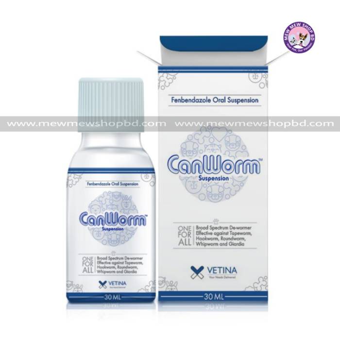 CanWorm Fenbendazole Deworming Oral Suspension for Pet Cat and Dog 30ML