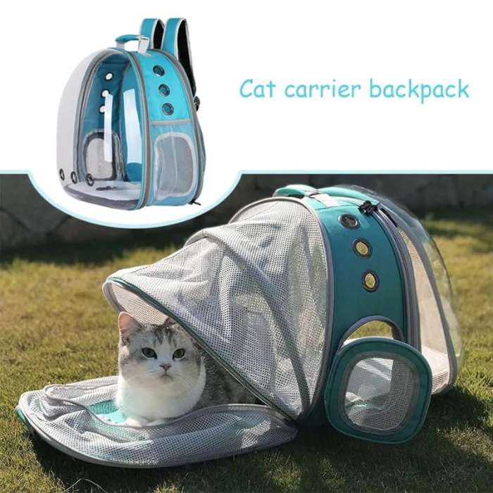 Dual Expandable Pet Carrier Tent Backpack for Pet Cat & Bunny