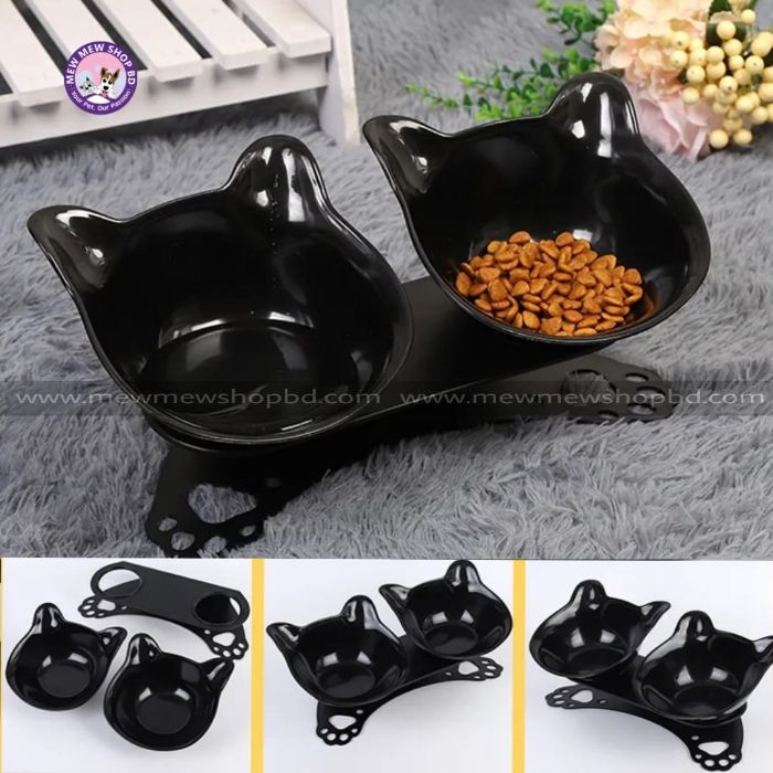 Anti Vomit Orthopedic Detachable Cat Ear Design Black Basement Food Bowl for Pet Cat & Puppy