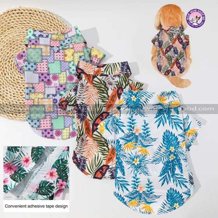 Floral Design Pet Cat & Puppy Dress / Shirt with Adhesive Tape  ( No Exchange)