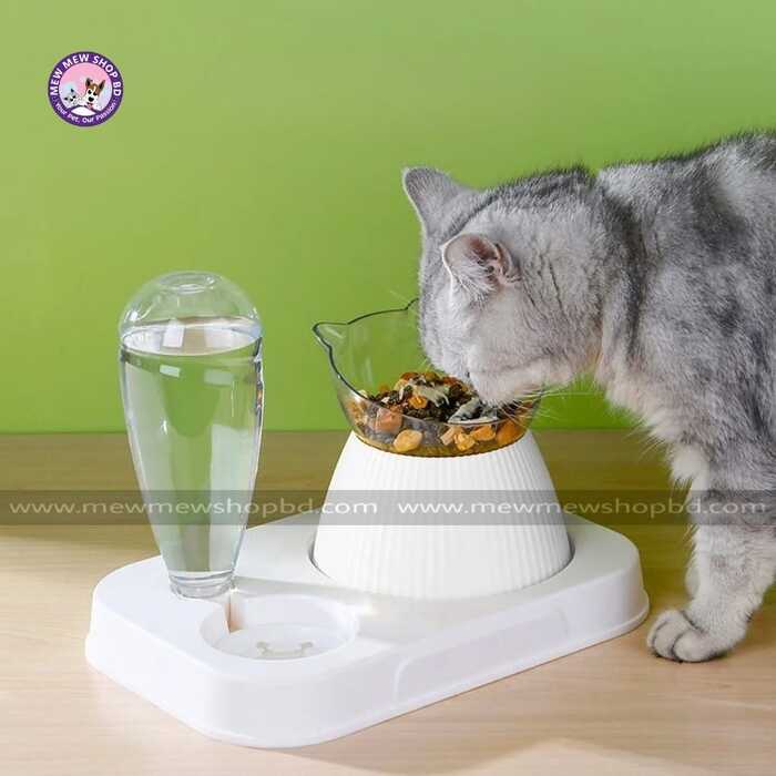 Cat Ear Design Drinking Bottle with Anti-choke Bowl & Slow Food Bowl for Pet Cat & Puppy