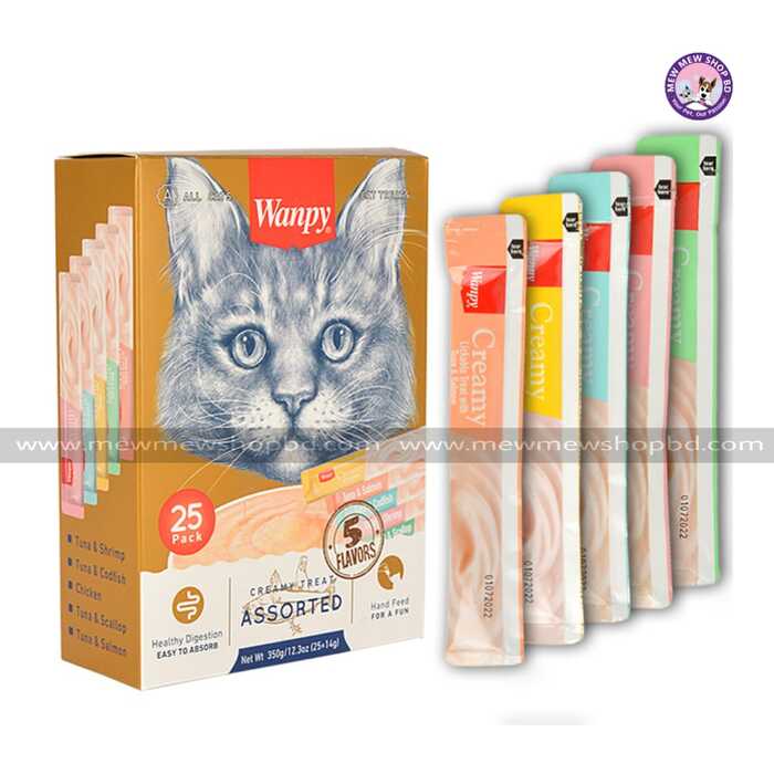 Wanpy Cat Creamy Lickable Treat Assorted Flavour 14GX25