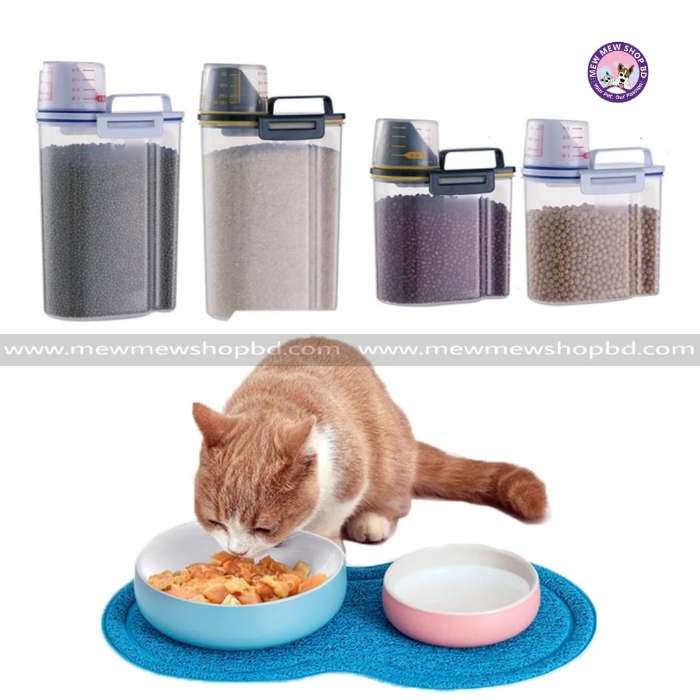 High Graded Plastic Air Tight Cat Dry Food Container Storage Box (1.5kg capacity)