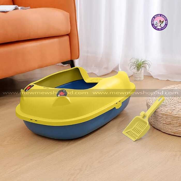 Cat Ear Design Colourful Semi-Enclosed Litter Box with Scoop