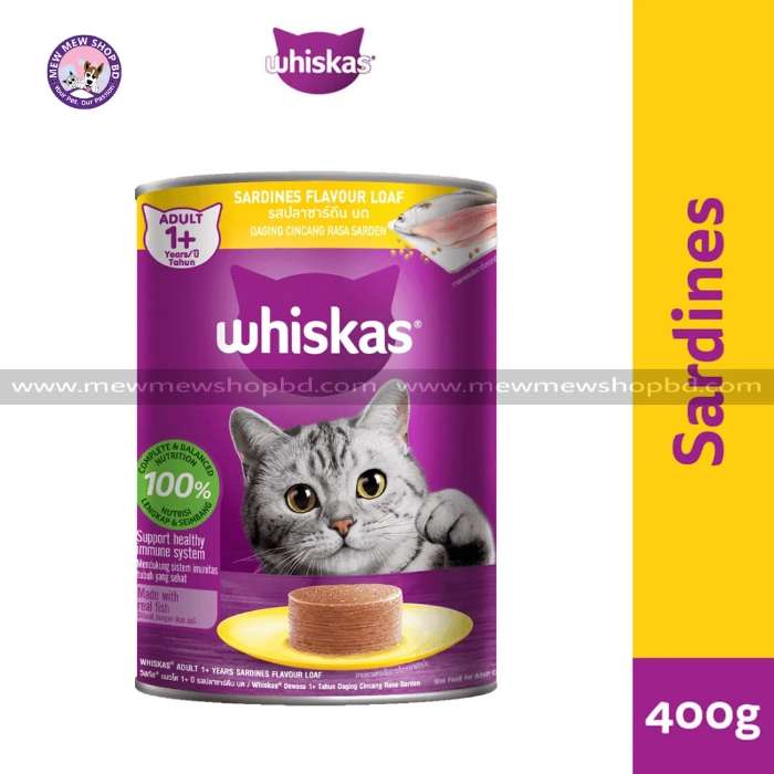Whiskas Adult Cat Canned Food In Sardine 400g