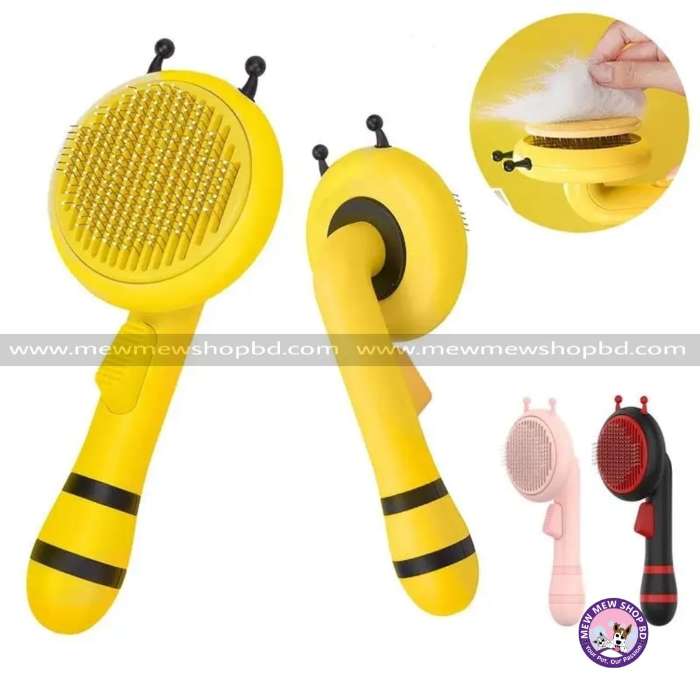 Bee Design Self Cleaning Pets Grooming Brush For Cats & Dogs