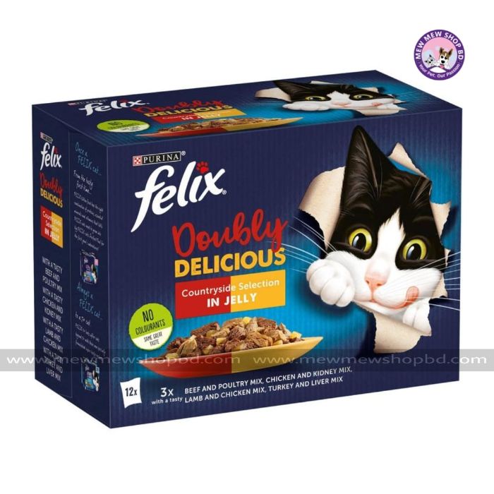 Felix Doubly Delicious Countryside Selection in Jelly 12 x 100g (UK)