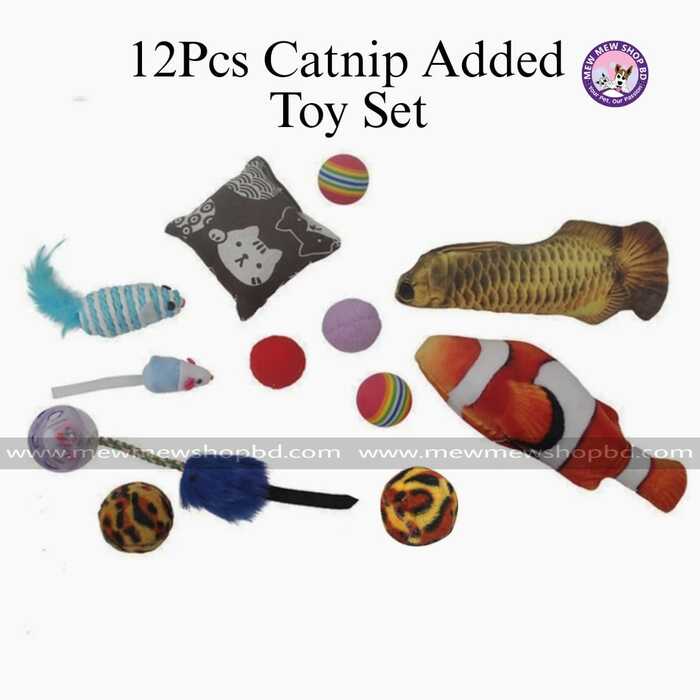 12pcs Catnip Added Playing Toy Set for Pet Cat