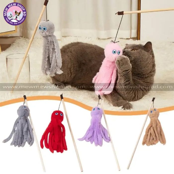 High Quality Attractive Octopus Wooden Teaser Toy for Pet Cat