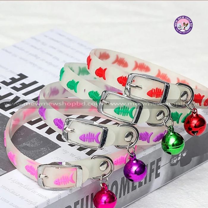 Fish Printed Round Bell Radium Collar for Pet Cat & Puppy