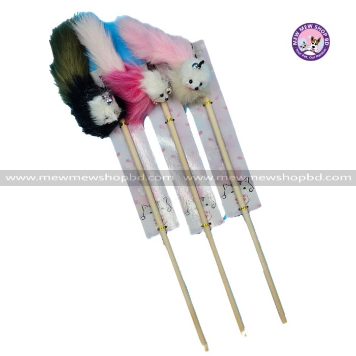 Long Tail Wooden Colourful Fox Teaser for Pet Cat