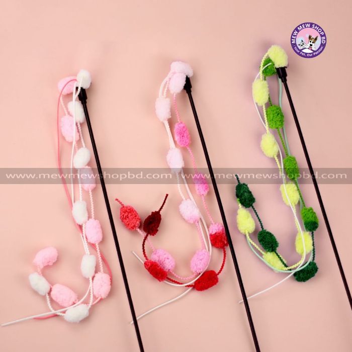 Triple Rope Ball Cat Teaser Rod Bending Resistance High Toughness Teaser for Pet Cat