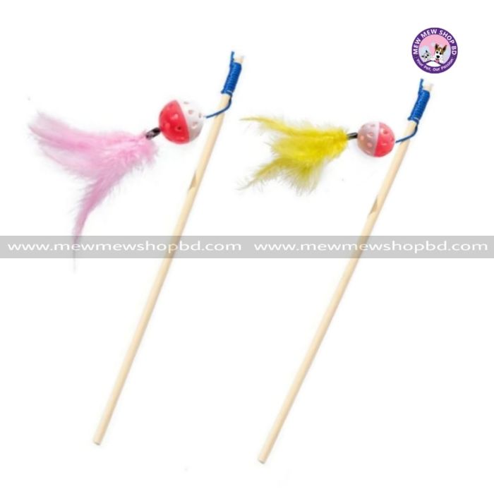Wooden Stick Feather Ball Teaser for Pet Cat