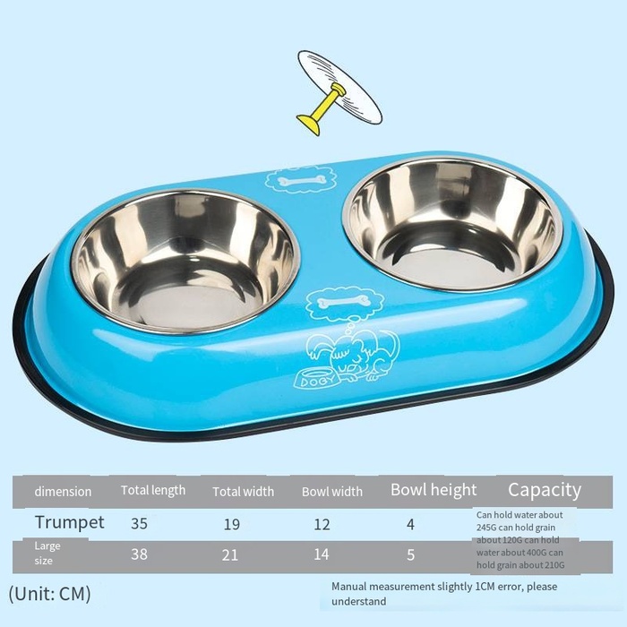 Printed Stainless Steel Double Sided Food & Water Bowl for Pet Cat , Puppy & Dog