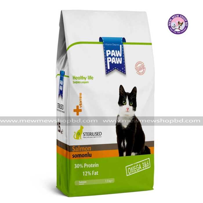 Paw Paw Adult Cat Food Sterilised Salmon 1.5kg