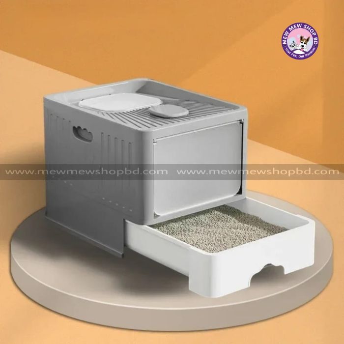 Pet Cat Toilet Litter Box with Lid Drawer System Foldable Large Including Pastic Scoop (Inside Dhaka Only)