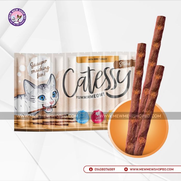 Catessy Cat Treat Sticks with BBQ Turkey 10 x 5g (UK)