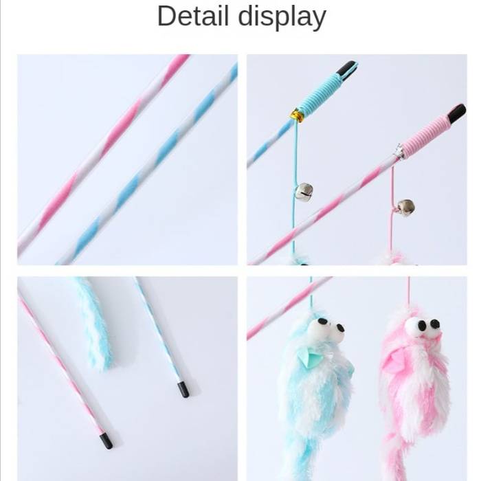 Pet Cat Long Tail Colorful Plush Mouse Teaser Toy